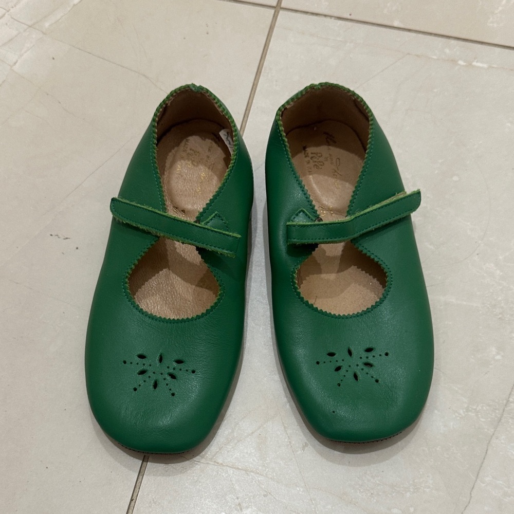 flora & Henri  Made in Italy Green Kids Mary Jane Shoes 31